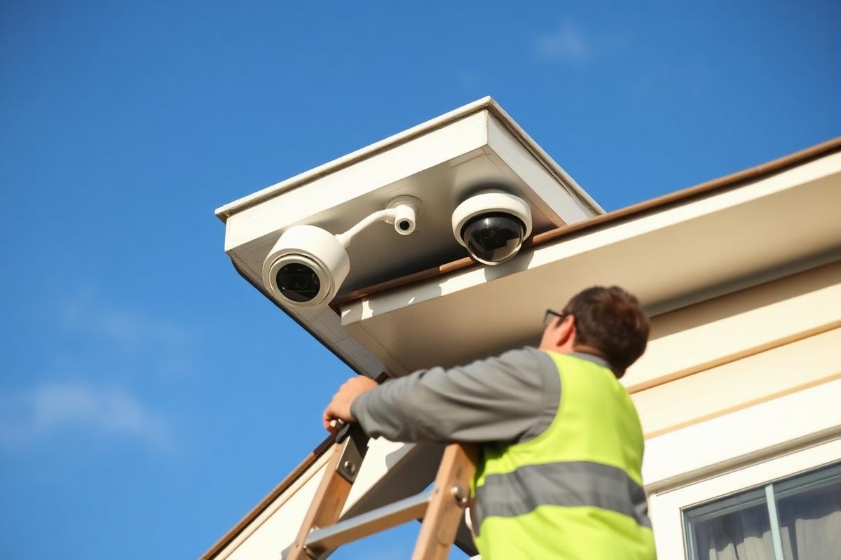 Technician installing CCTV cameras at a Gauteng property